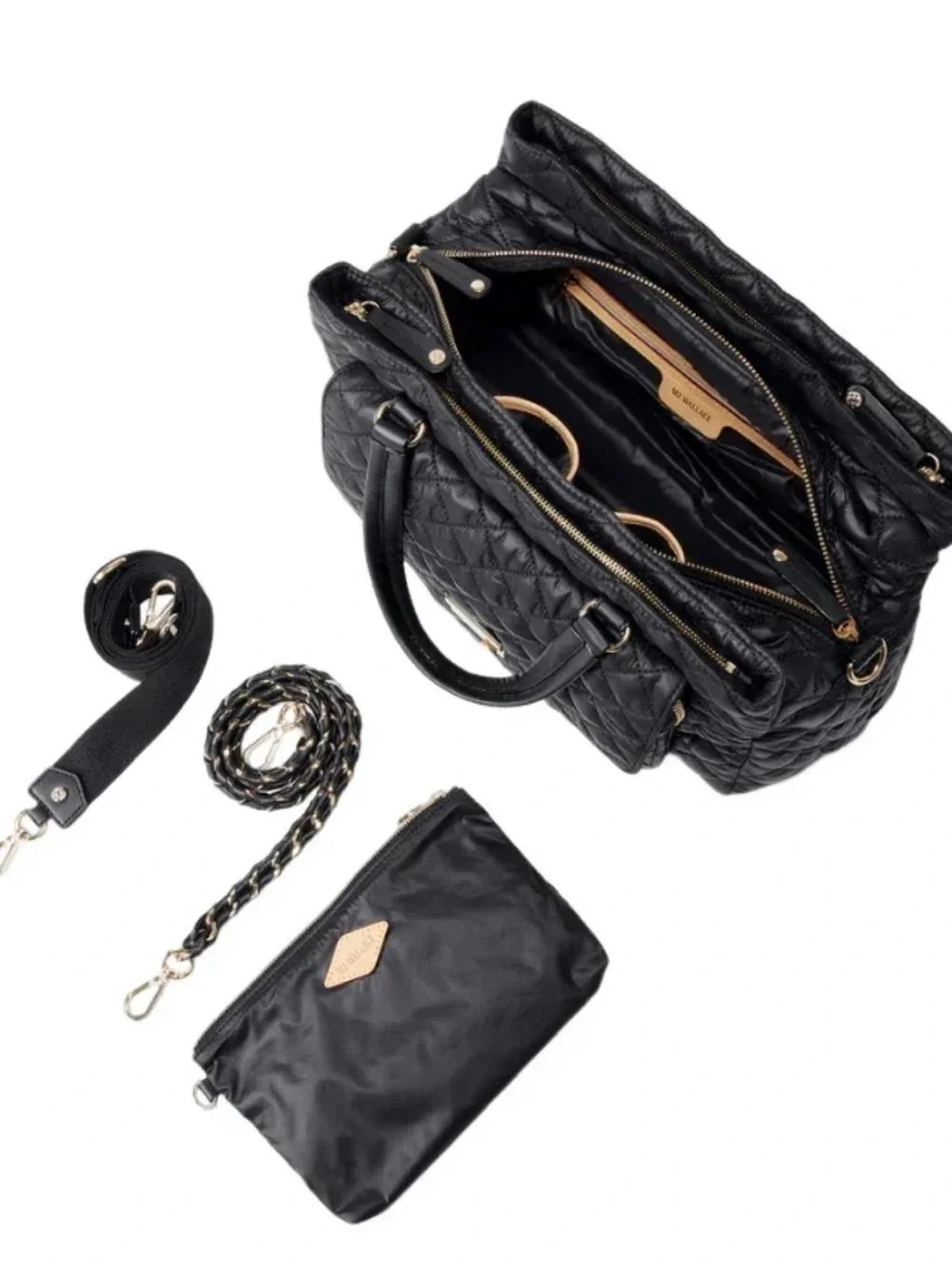 MZ WALLACE Black Crosby Lock Quilted Satchel #1566C1590